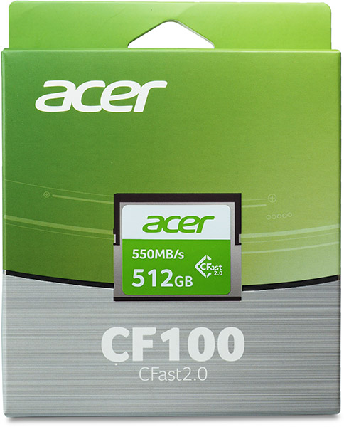 Acer CF100 CFast 2.0 512GB card package