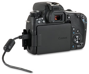 Canon 77D USB 2.0 cable transfer using camera USB port