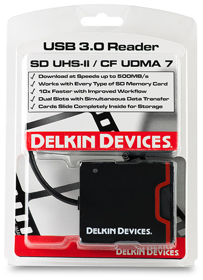 Delkin Devices USB 3.0 Dual Slot Card Reader Package