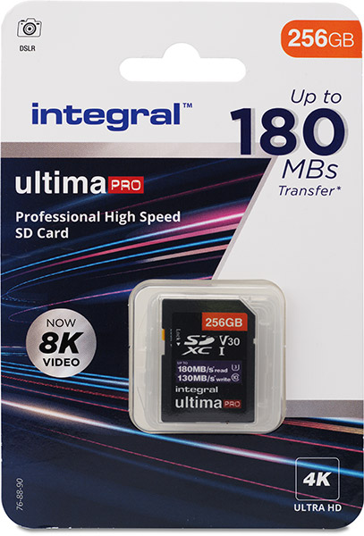Integral Ultima Pro 180MB/s 256GB card package