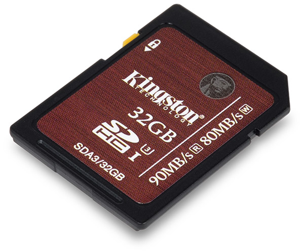 Kingston UHS-I Speed Class 3 U3 90/80 MB/s 32GB SDHC Memory Card Front