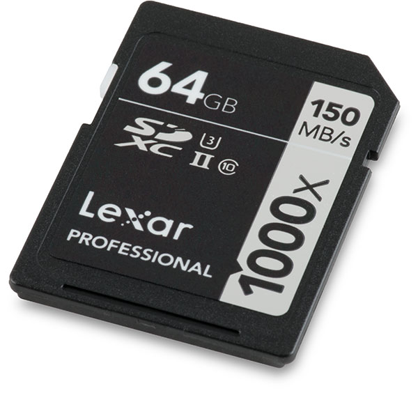 Lexar Professional 1000x UHS-II Rev C 64GB SDXC Memory Card Front
