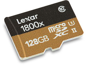 Lexar Professional 1800x UHS-II 128GB microSDXC Memory Card Front
