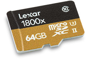 Lexar Professional 1800x UHS-II 64GB microSDXC Memory Card Front