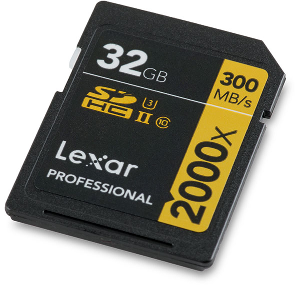 Lexar Professional 2000x UHS-II 32GB Rev E U3 SDHC Memory Card Front