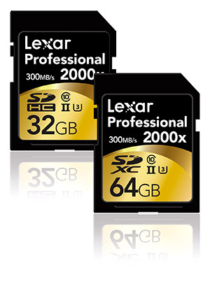 Lexar Professional 2000x UHS-II SD cards 32GB 64GB