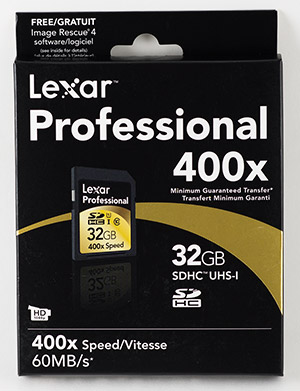 Lexar Professional 600x 32GB SDHC Memory Card Package Front