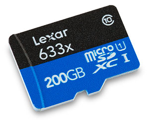 Lexar Professional 633x 200GB UHS-I microSDXC Memory Card Front