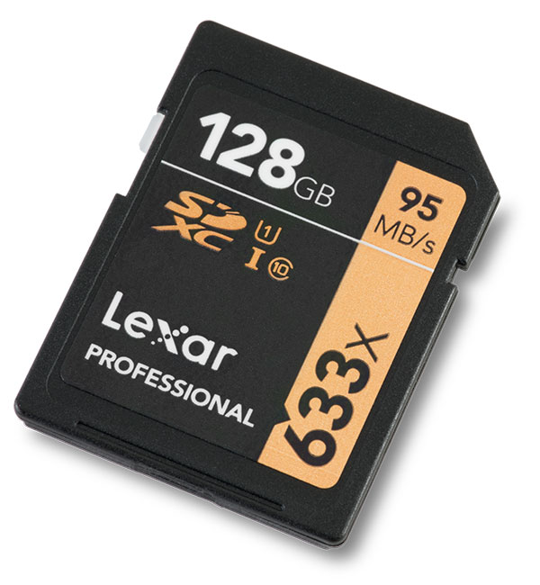 Lexar Professional 633x 128GB UHS-I U1 SDXC Memory Card Front
