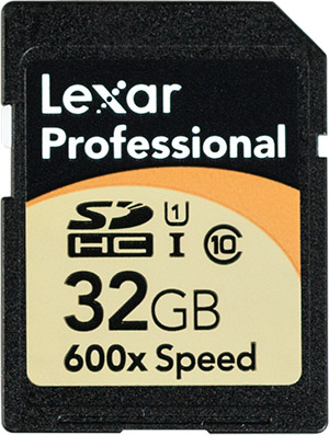 Lexar Professional 600x 32GB SDHC Memory Card Front