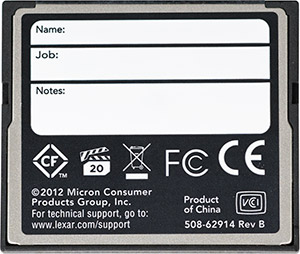 Lexar Professional 800x 32GB CF Memory Card Back