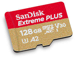 SanDisk Extreme Plus UHS-I V30 A2 128GB microSDXC Memory Card