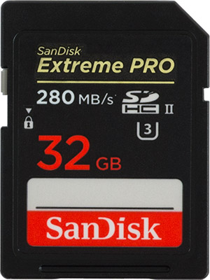 SanDisk Extreme Pro 280B/s 32GB UHS-II SDHC Card