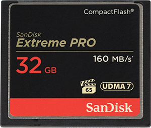 SanDisk Extreme Pro 160MB/s 32GB CompactFlash Card Front