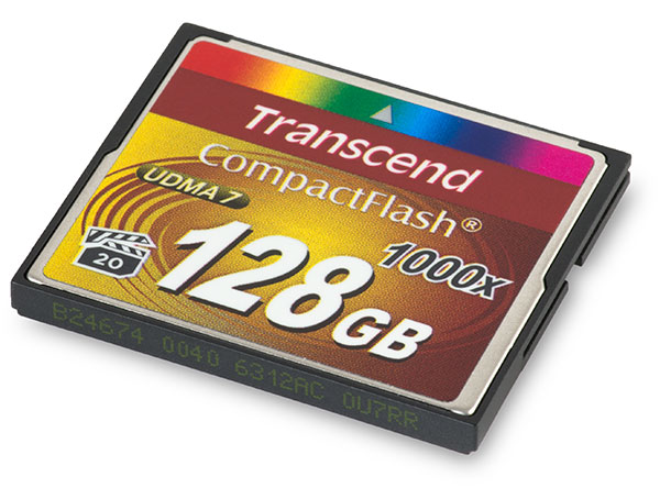 Transcend 1000x 128GB CompactFlash Memory Card Front