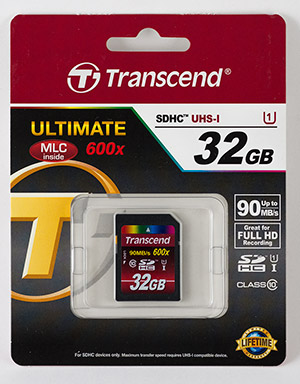 Transcend Ultimate 600X 32GB Memory Card Package Front